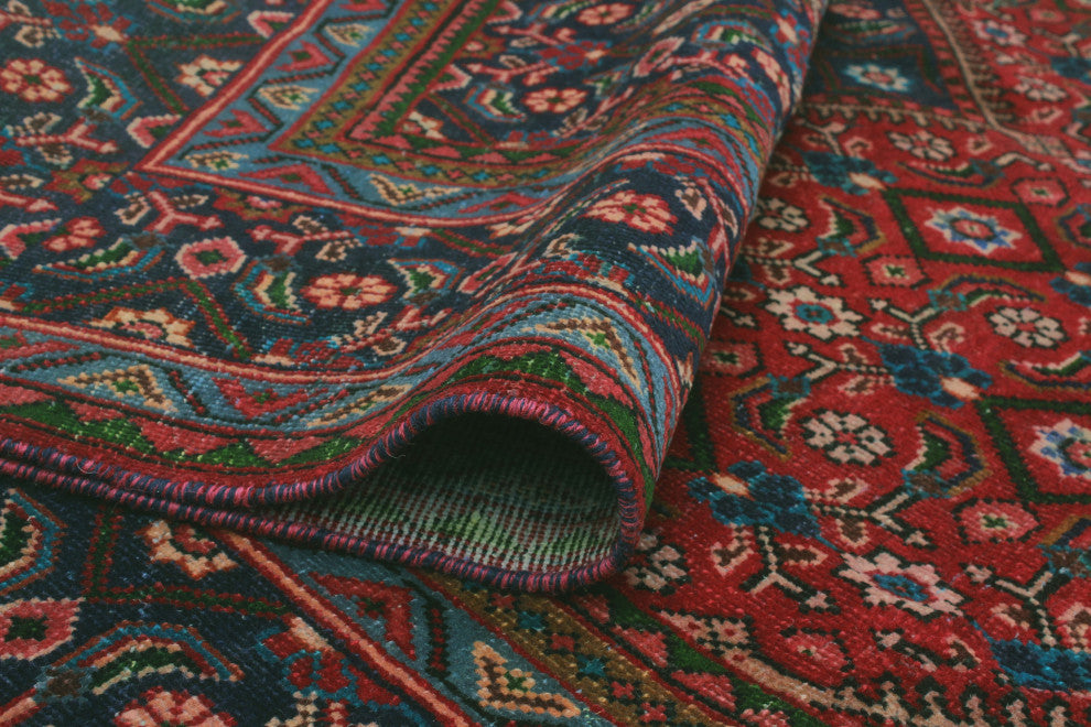 Fine Vintage Distressed Ama Red/Navy Rug, 6'7x10'4