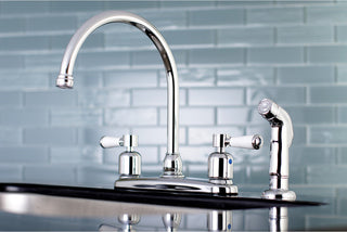 8" Centerset Kitchen Faucet, Sprayer, Polished Chrome