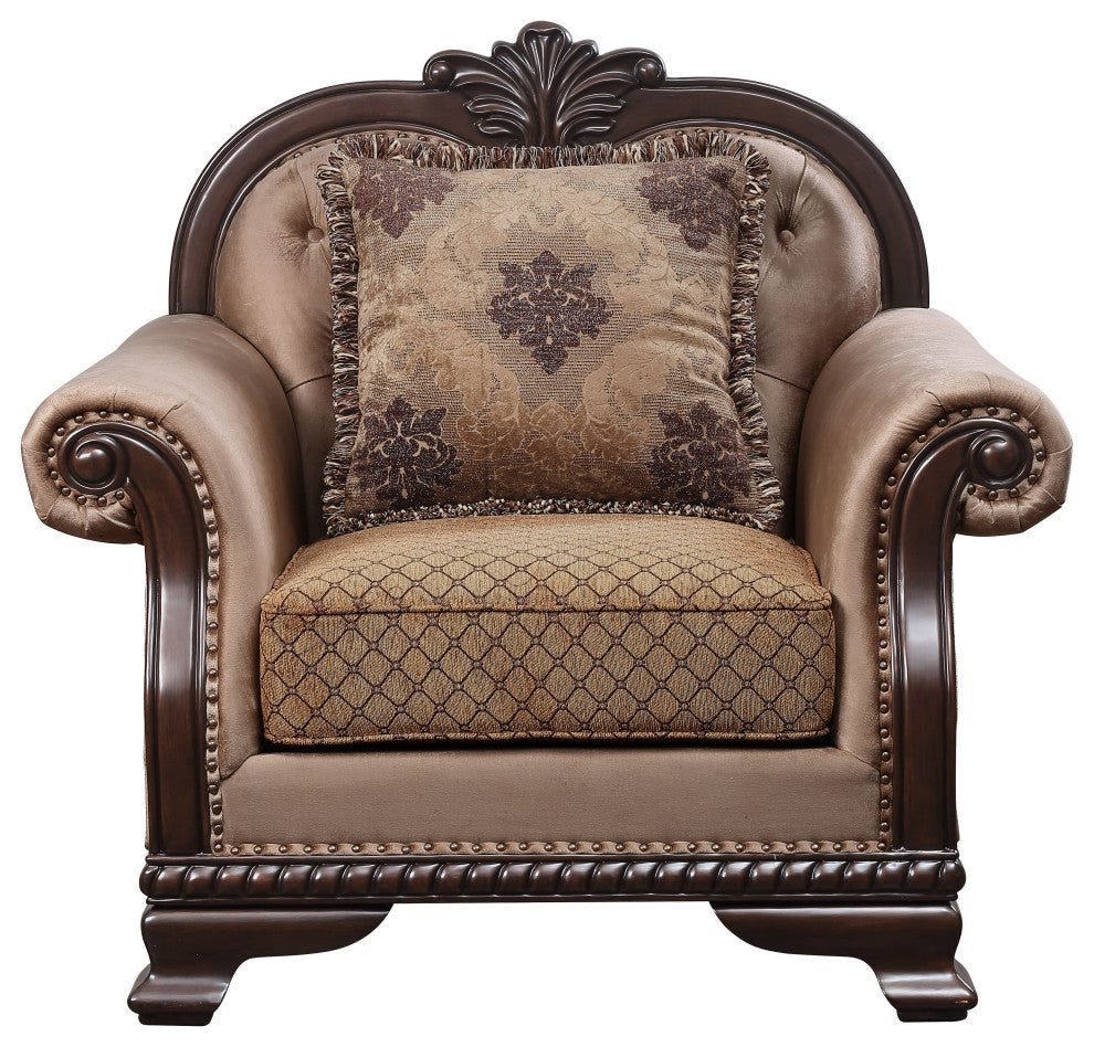 Chateau De Ville Chair With Pillow, Fabric and Espresso