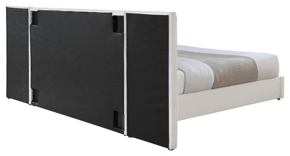 Pablo Velvet Upholstered Bed, Cream, King