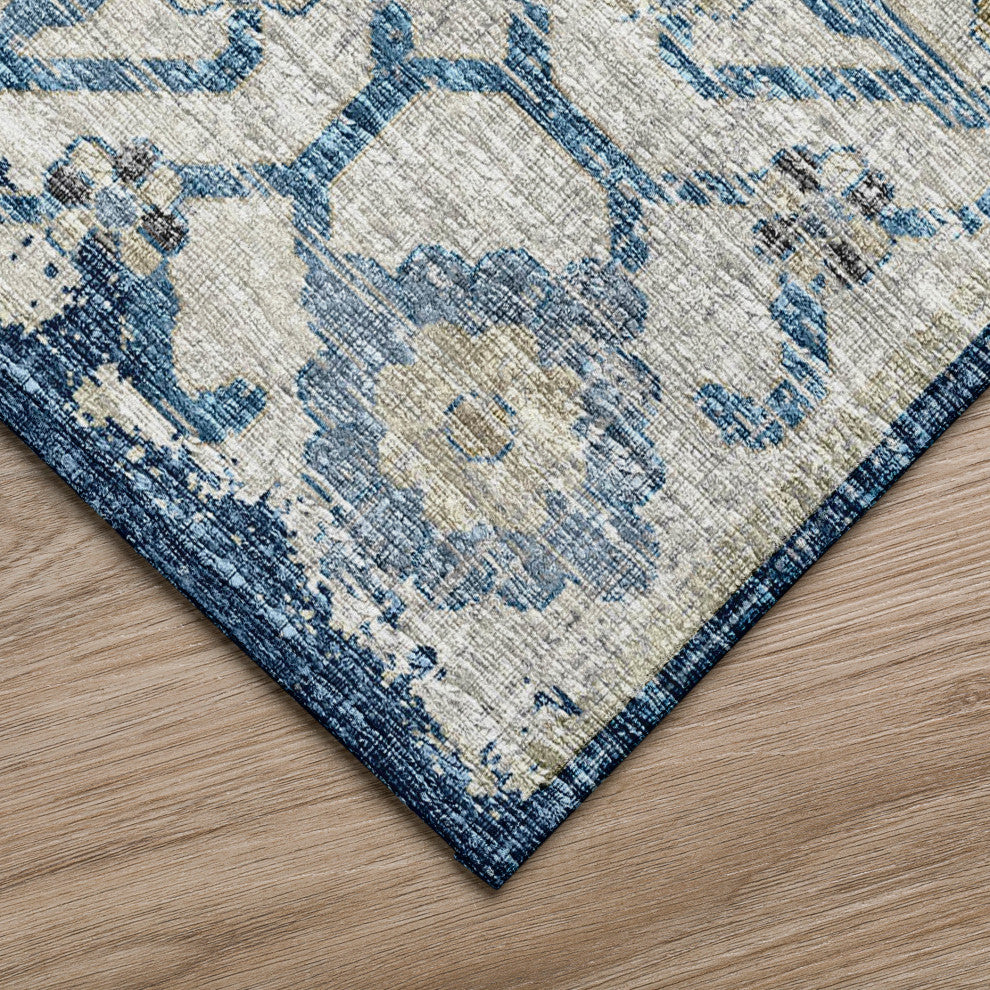 Indoor/Outdoor Marbella MB1 Indigo Machine Washable 5' x 7'6" Rug