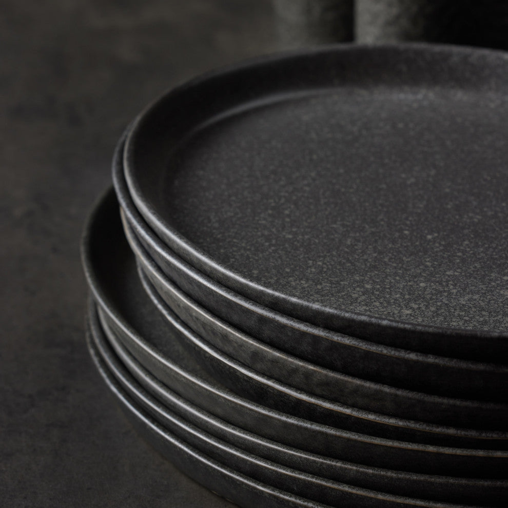 Stone by Mercer Project Katachi Stoneware 16 Piece Dinnerware Set, Charcoal