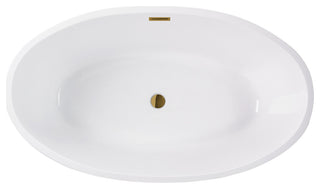 59"x32" Acrylic Freestanding Soaking Bathtub, White/Titanium Gold
