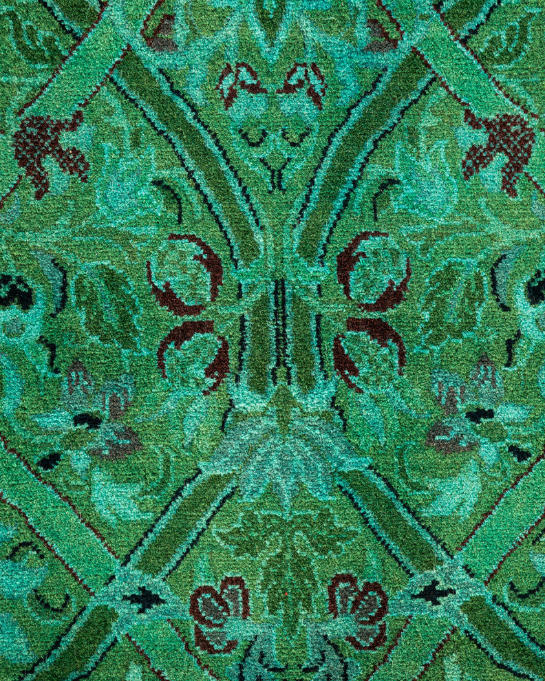 Fine Vibrance, One-of-a-Kind Hand-Knotted Area Rug Green, 5' 11" x 11' 8"