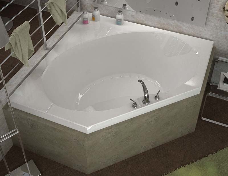 Venzi Luna 60"x60" Corner Air Jetted Bathtub With Center Drain By Atlantis