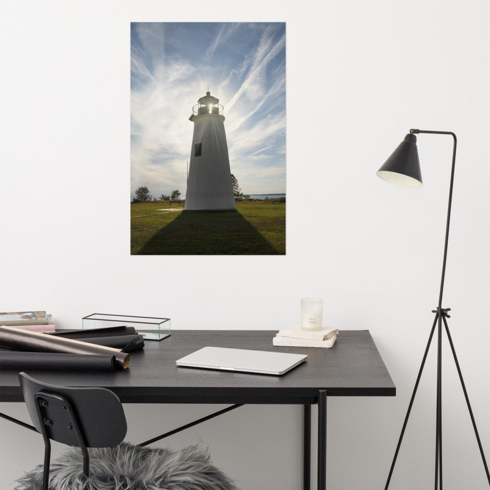 Turkey Point Lighthouse with Sun Flare Unframed Wall Art Prints, 24" X 36"