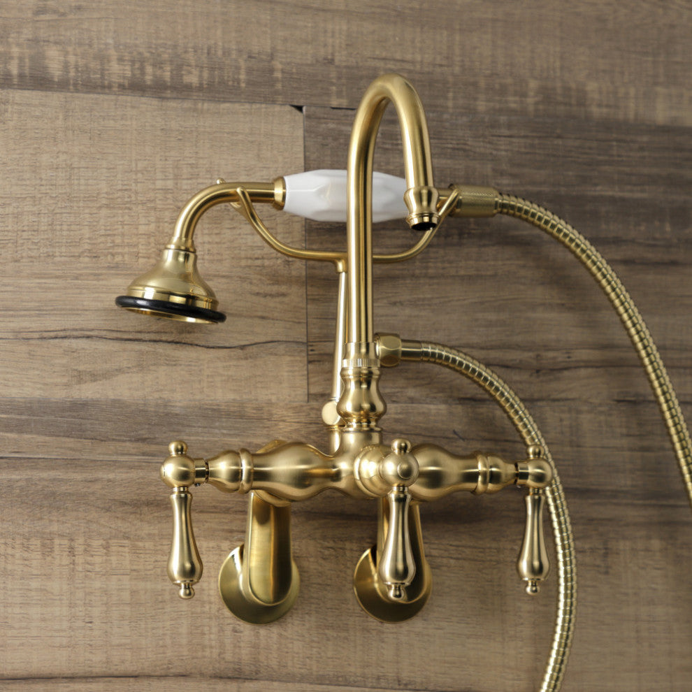 AE301T7 Wall Mount Clawfoot Tub Faucets, Brushed Brass