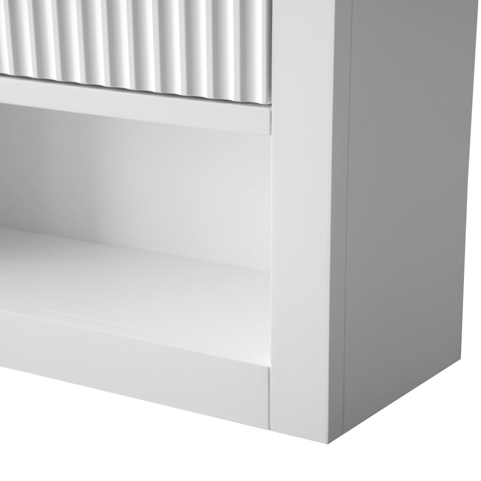 Vanity Art 24" Wall Mounted Bathroom Storage Cabinet, Linear White, Matte Black Handle