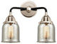 Small Bell Bath Vanity Light, Black Polished Nickel, Silver Plated Mercury