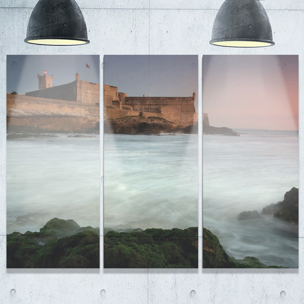 "White Seascape at Old Fort Lisbon" Metal Wall Art, 3 Panels, 36"x28"