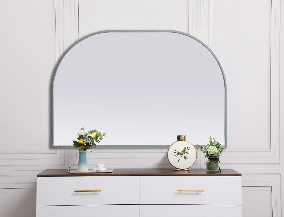 Metal Frame Arch Mirror 36X24 Inch, Silver