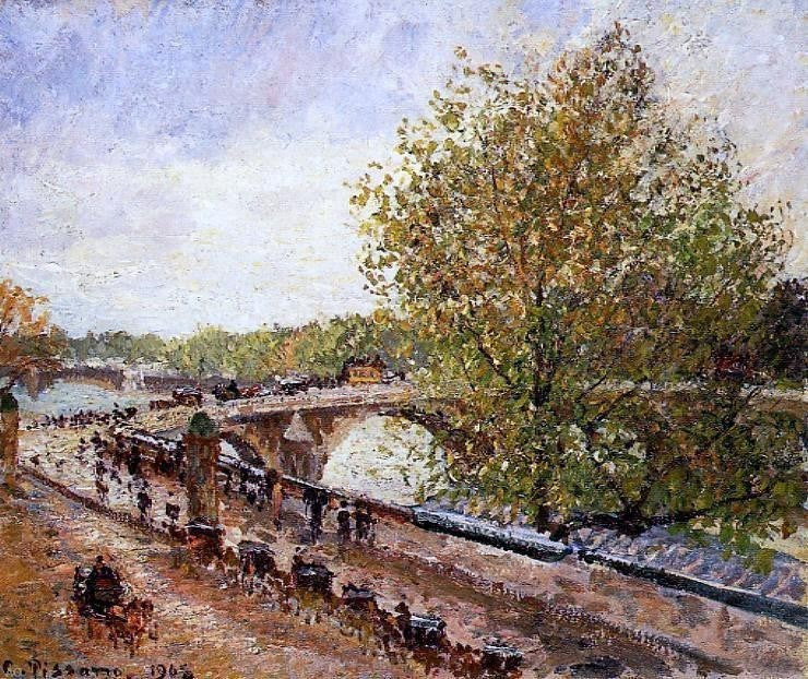 Camille Pissarro The Pont Royal, Grey Weather  Afternoon  Spring Wrapped Canvas