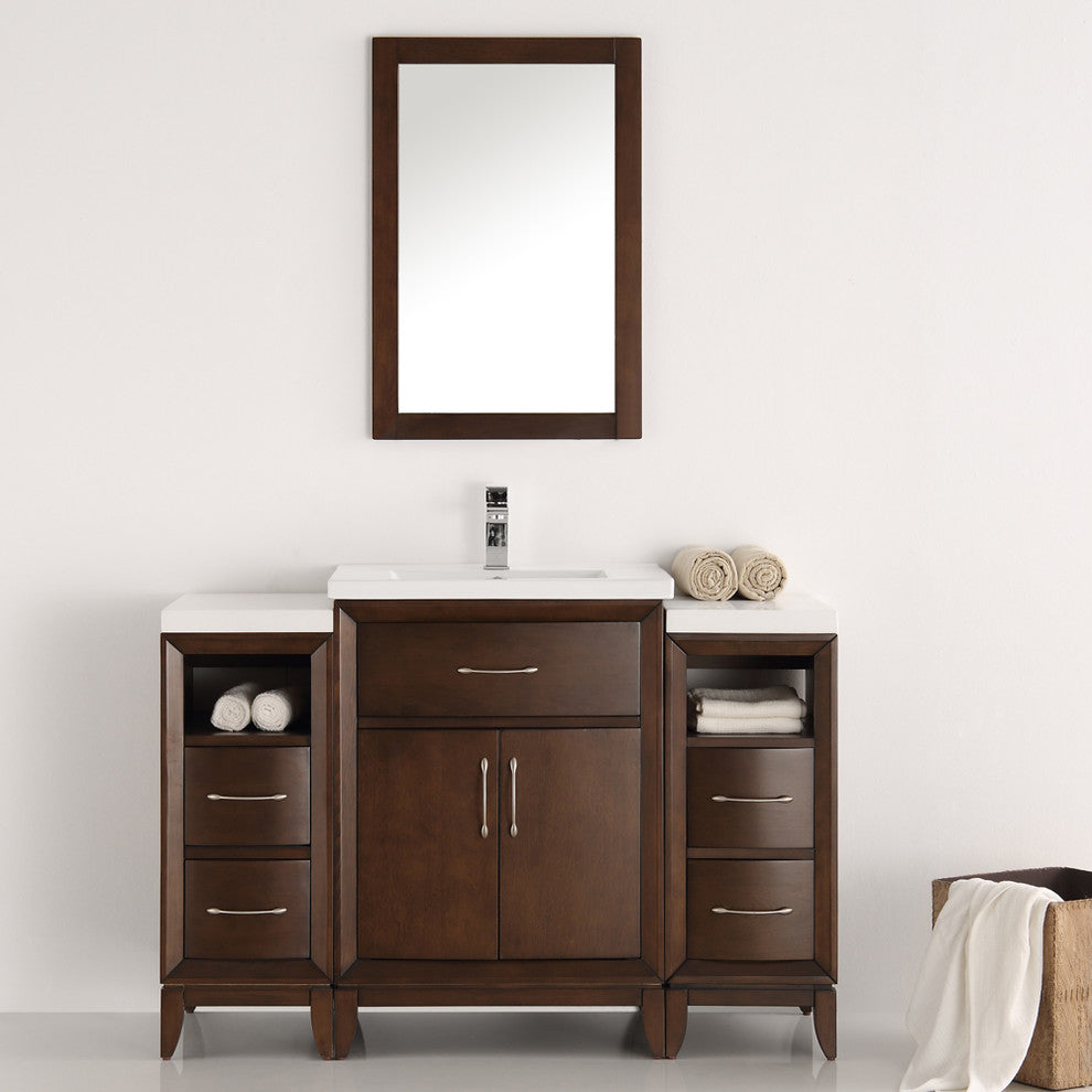 Cambridge 48" Antique Coffee Traditional Bathroom Vanity With Mirror, FFT3071BN