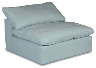 5-Piece Slip-Covered L-Shaped Sectional Sofa With Ottoman, Ocean Blue