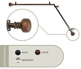 Ornament Corner Window Curtain Rod, Cocoa, 120"-170"