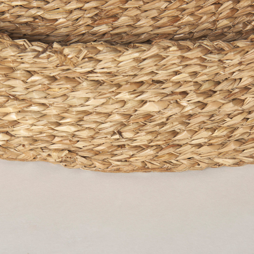 Ulana Set of 3 Round Nesting Seagrass Trays With Loop Handles