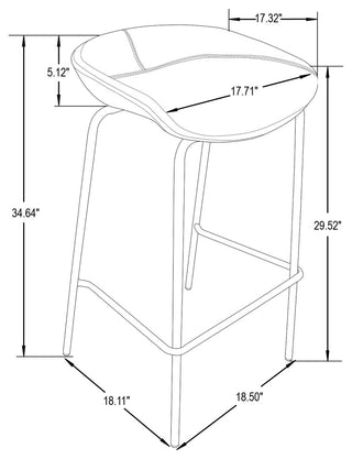 LeisureMod Servos Barstool With Faux Leather Seat and Iron Frame, Light Gray
