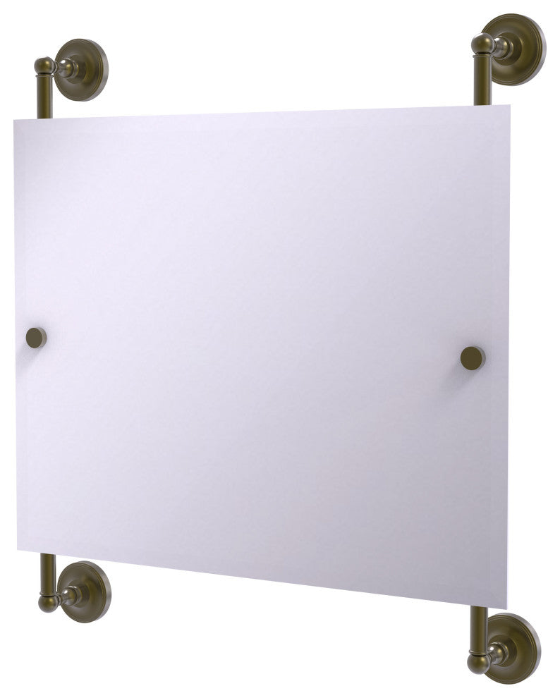 Prestige Regal Landscape Frameless Rail Mounted Mirror, Antique Brass