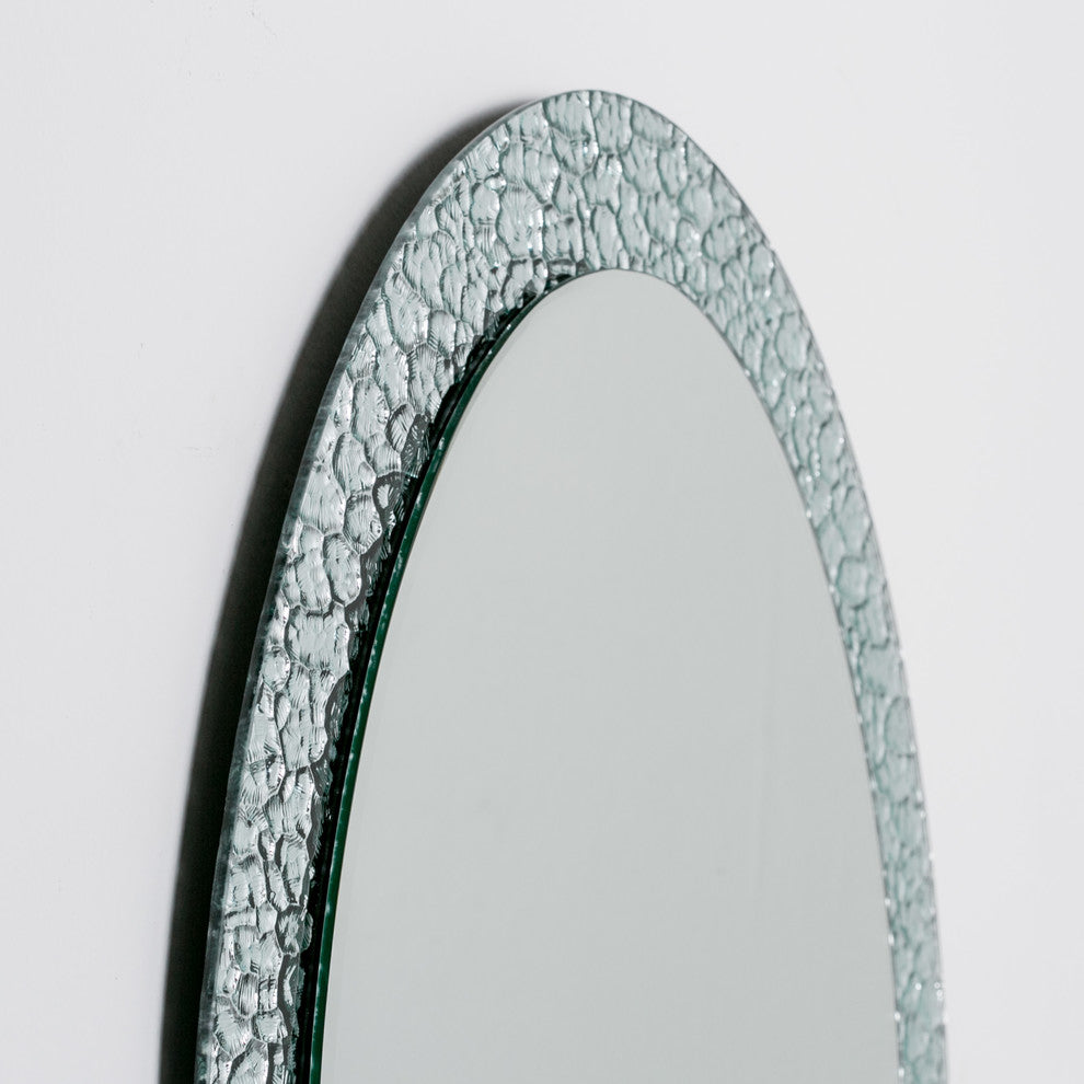 Jewel Oval Frameless Mirror 31.5"x23.6" Oval Wall Mirror