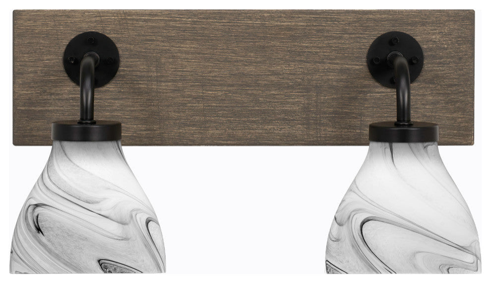 Oxbridge, Bath Bar, Matte Black & Painted Distressed Metal, 6.25" Onyx Swirl