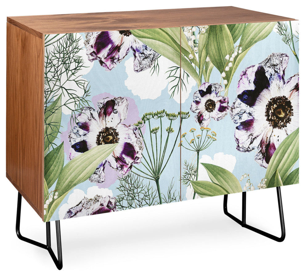 Deny Designs Kaya Credenza, Walnut, Black Steel legs