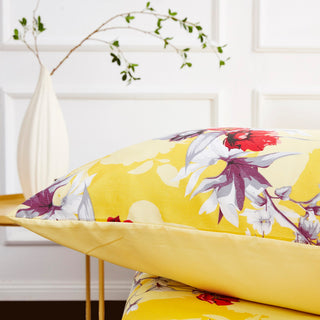 Sunshine Hummingbirds Floral Fitted Bed Sheet Set with Pillow Cases , Full