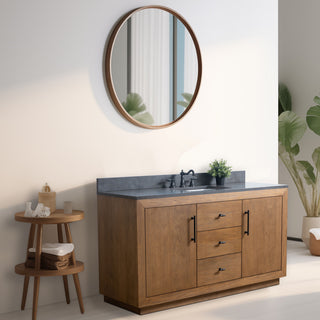 Vanity Art Bathroom Vanity With Sink, Tan, 60" Single, Black Limestone Top