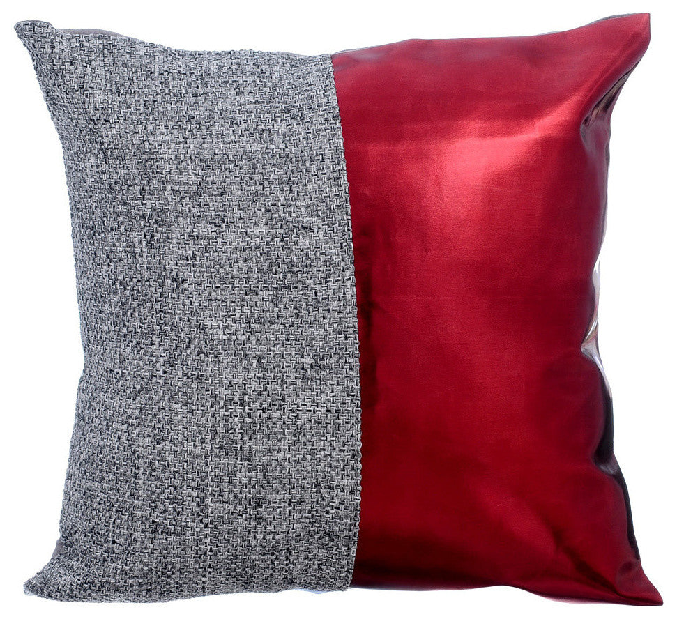 Metallic Red Western Throw Pillows Leather 20"x20", Red Light