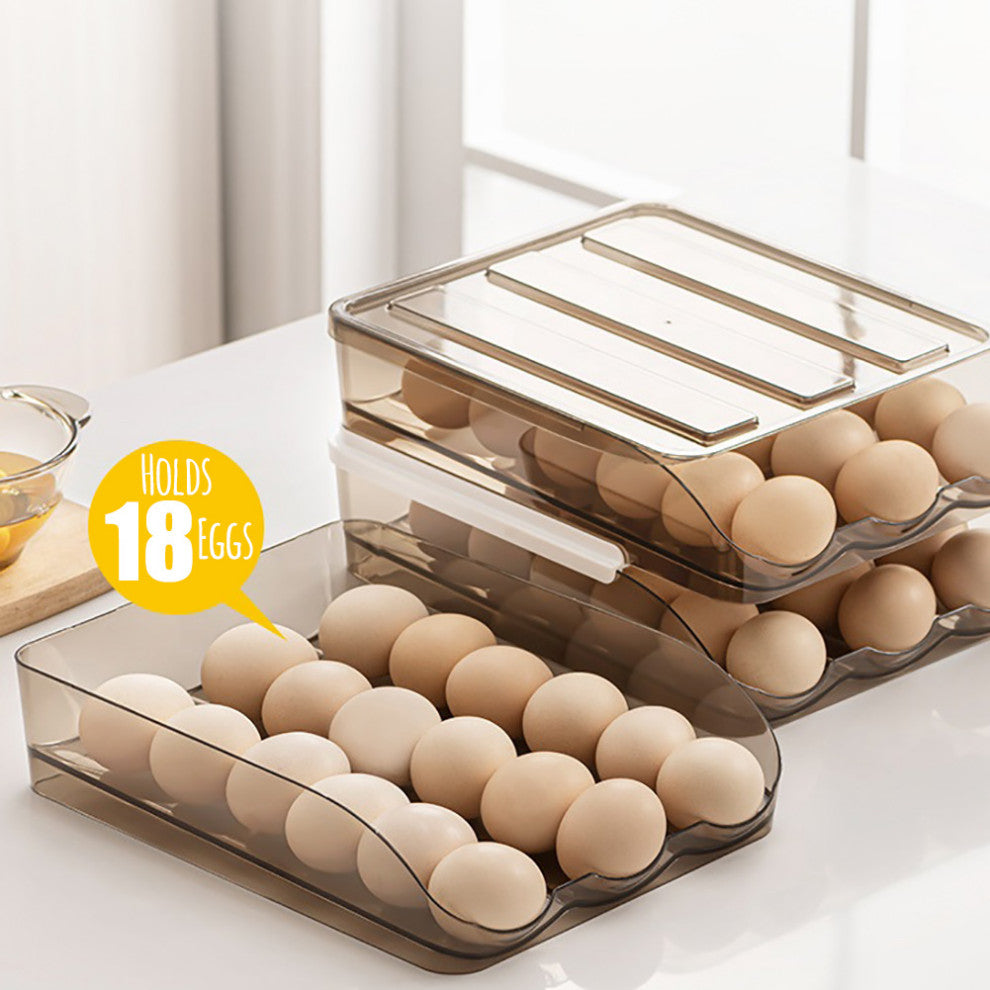 OnDisplay Stackable Acrylic Gravity Egg Tray Holder for Fridge - Food-Safe PET