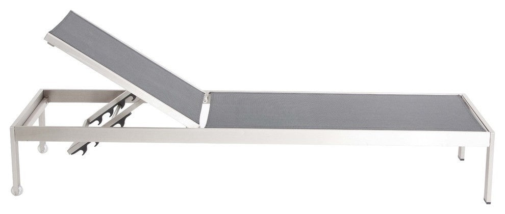 Benzara BM172095 Anodized Aluminum Modern Patio Lounger, Black
