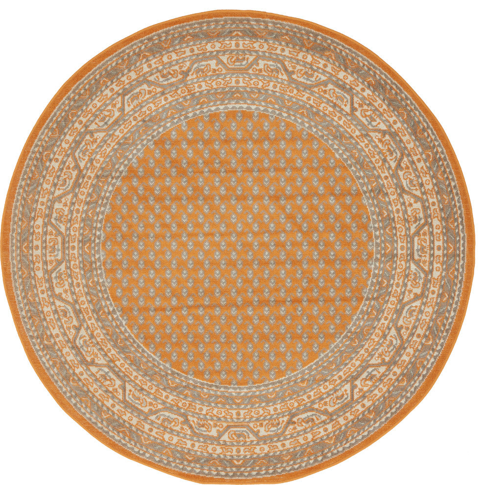 Unique Loom Orange Allover Williamsburg 5' Round Rug