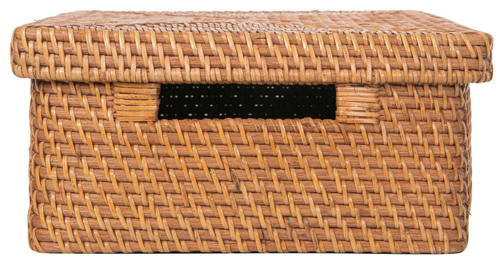 Loma Rattan Storage Box and Shelf Storage Basket, Honey-Brown
