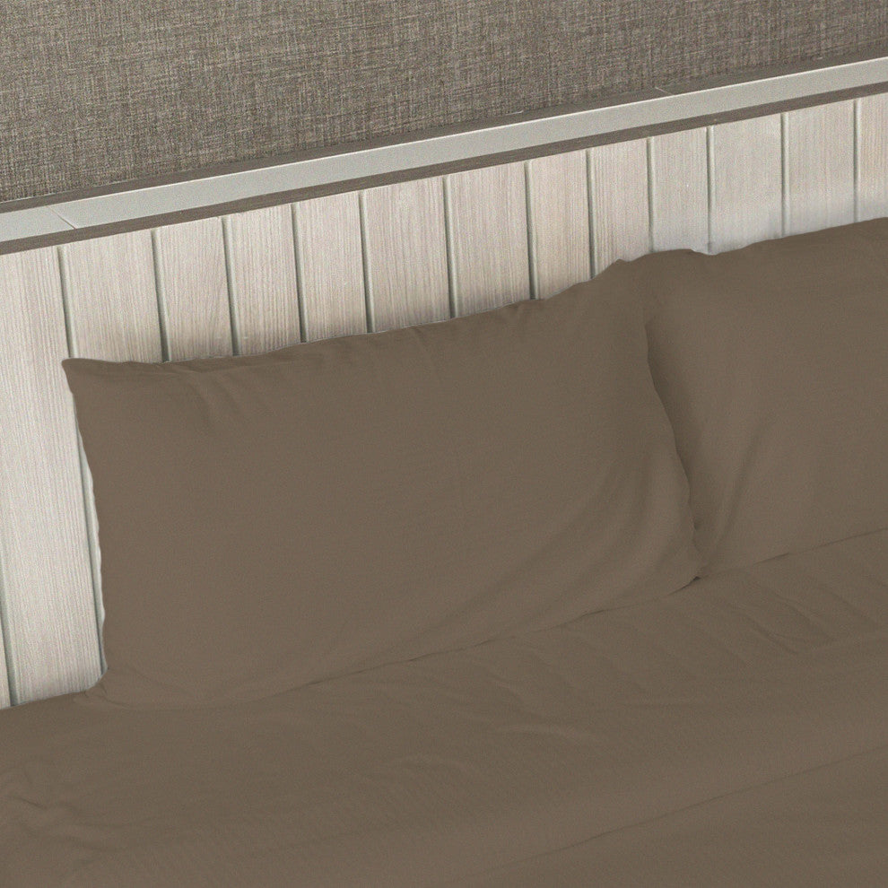Egyptian Cotton Feel Coolest Soft, 4-Piece Sheet Deep Pockets, Taupe, Queen