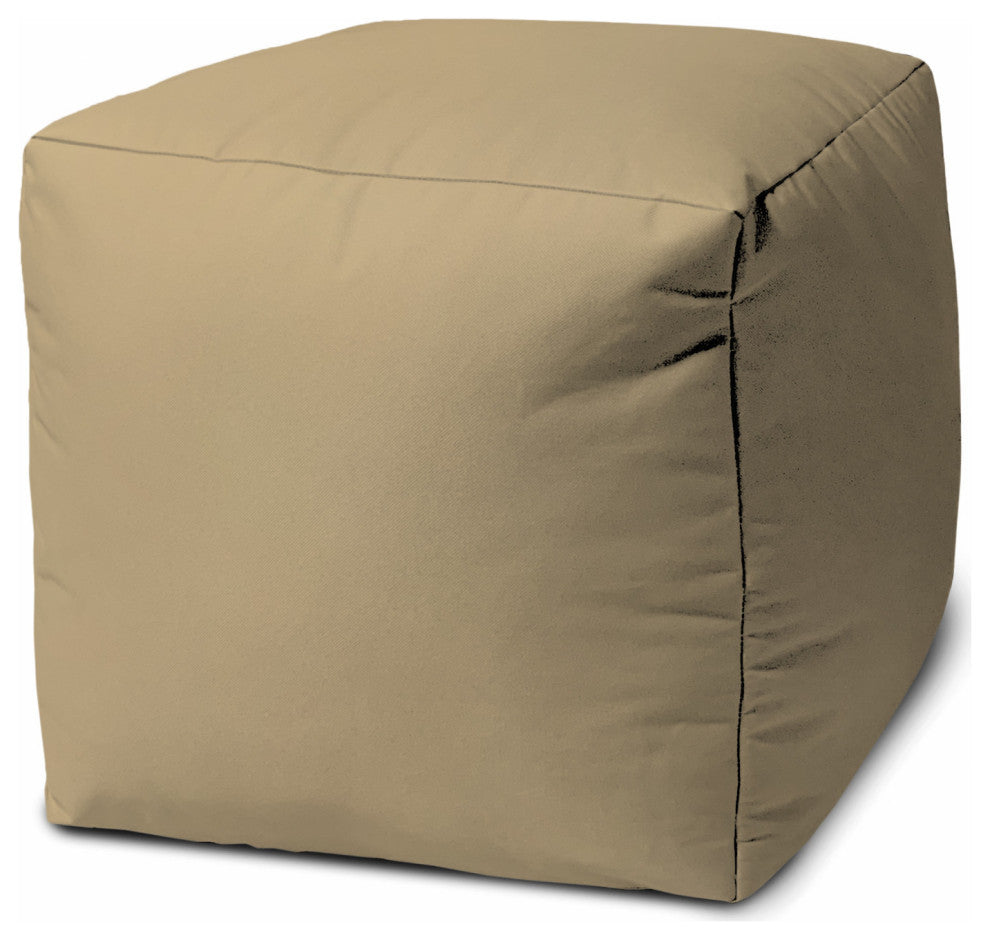 17  Cool Khaki Tan Solid Color Indoor Outdoor Pouf Ottoman