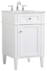 Elegant Decor Park Avenue 21" Metal MDF Marble Single Bathroom Vanity in White