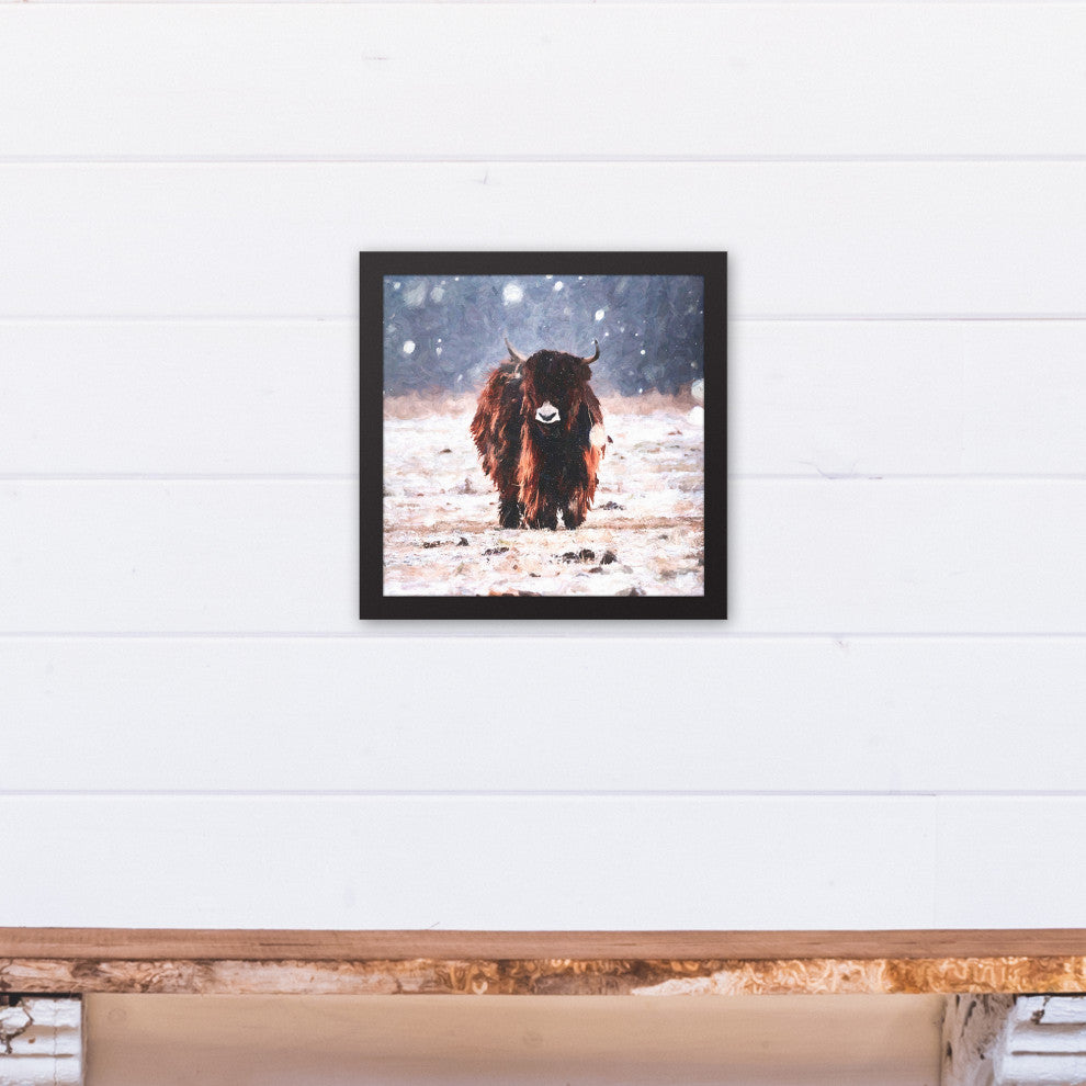 Snowy Yak 12x12 Black Framed Canvas