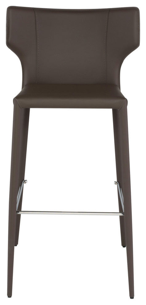 Wayne Bar Stool, Modern Leather Barstool Mink