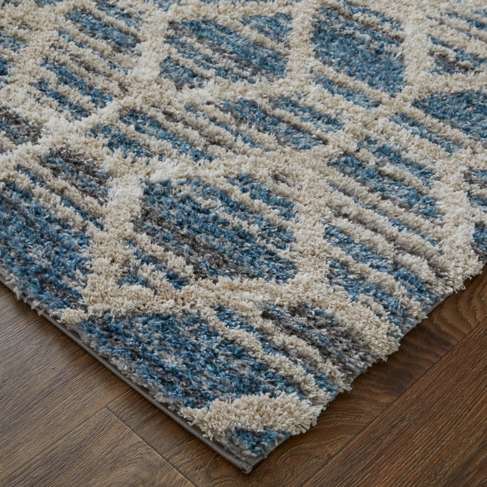 Weave & Wander Caide Contemporary Rug, Blue, 10'x14'
