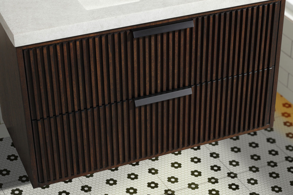 Ari Kitchen and Bath San Diego Bath Vanity, Walnut, 36", Single Sink, Floating