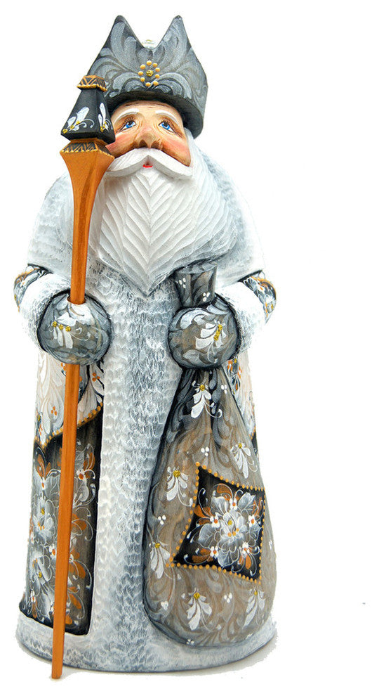Ornaments Santa Wood Carved White