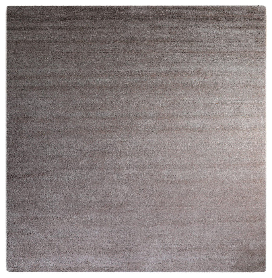 Hand Knotted Loom Silk Mix Area Rug Solid Beige