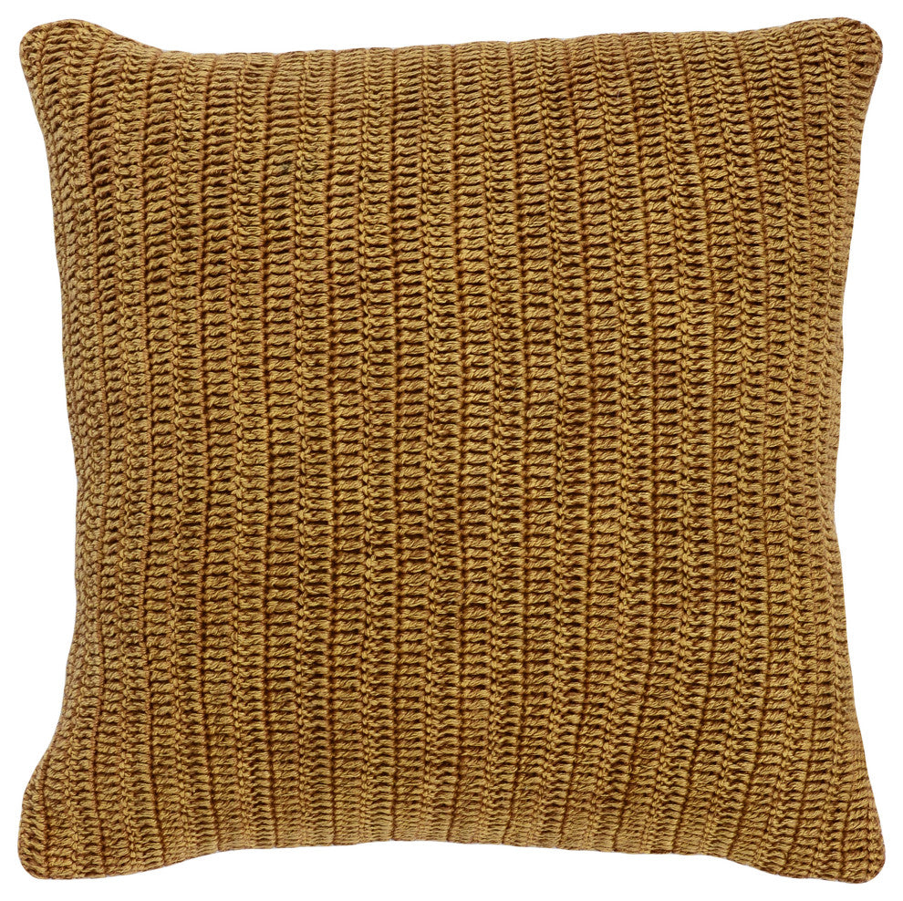 Marcie Knitted 22" Throw Pillow by Kosas Home, Honey