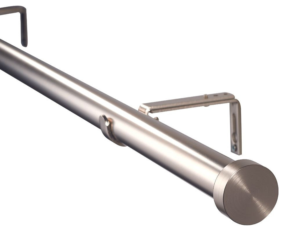 Linen Avenue End Cap Single Curtain Rod Set,28 to 48-Inch,Brushed Nickel