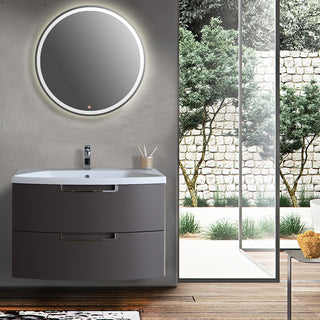 40" Wall Mounter Vanity in Cedar Espresso,White Integrated Acrylic Countertop