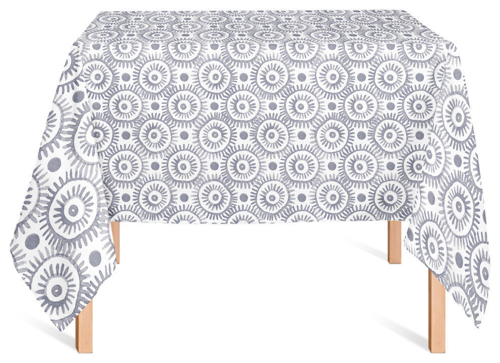 Boho Circles Blue 4 58x58 Tablecloth