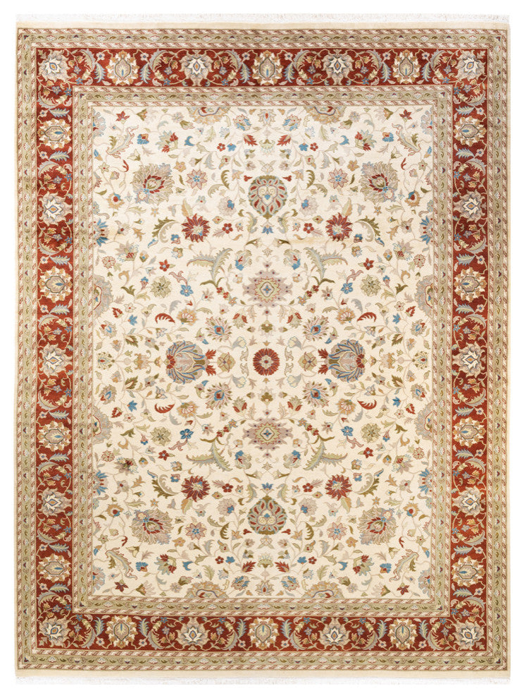 Unnao, One-of-a-Kind Hand-Knotted Area Rug Ivory, 9'1"x12'3"