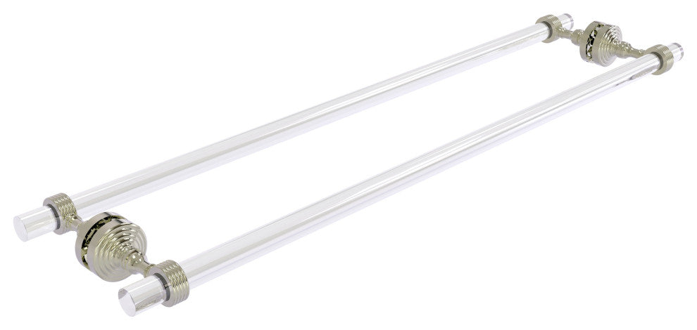 Pacific Grove 30" Groovy Back to Back Shower Door Towel Bar, Polished Nickel
