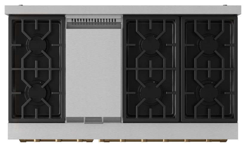 48" Professional Gas Range, Double Oven, Stainless Steel/Bronze