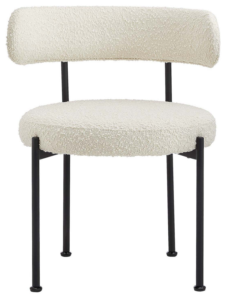 Albie Boucle Fabric Dining Chairs - Set of 2 - Ivory Black