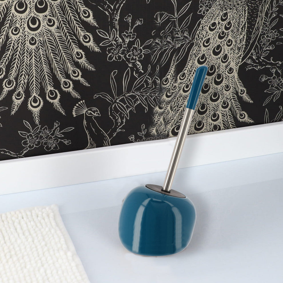 PISE Freestanding Toilet Brush and Holder Set , Peacock Blue